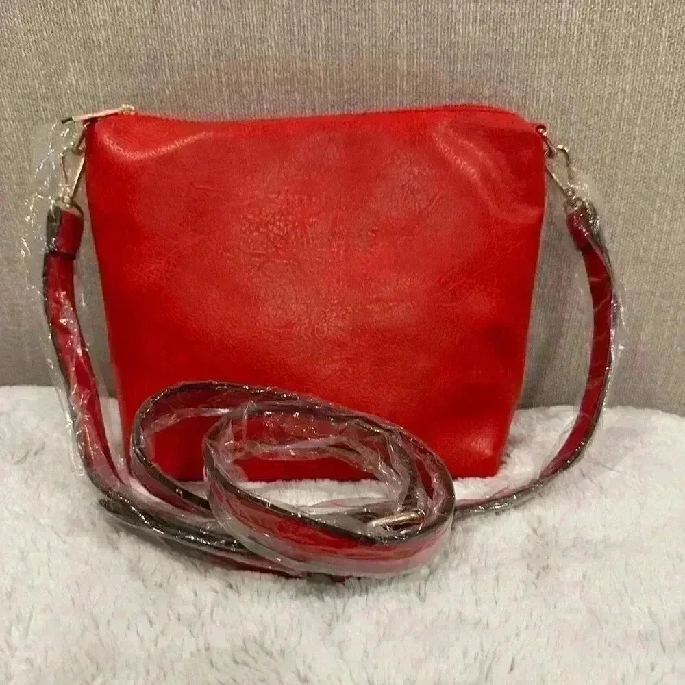 No brand cute red bag 8”x4”x8” with 10” on top
